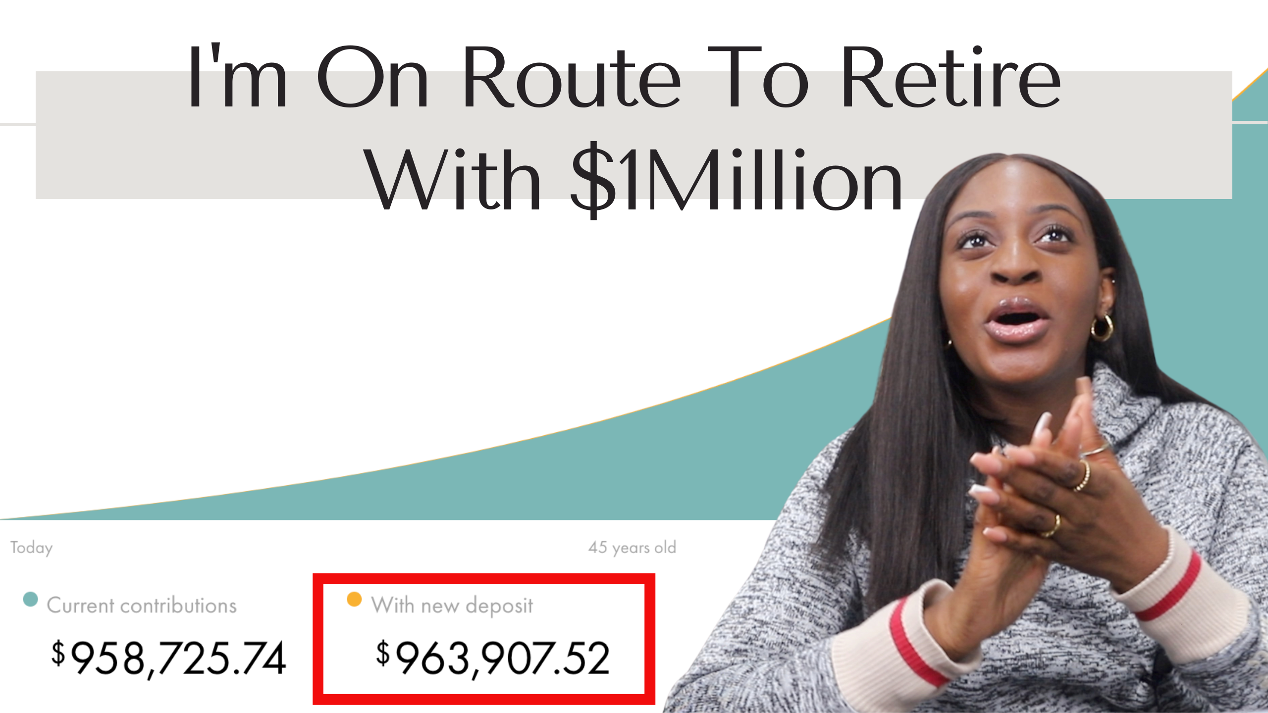 woman shocked that she will be retiring with one million dollars